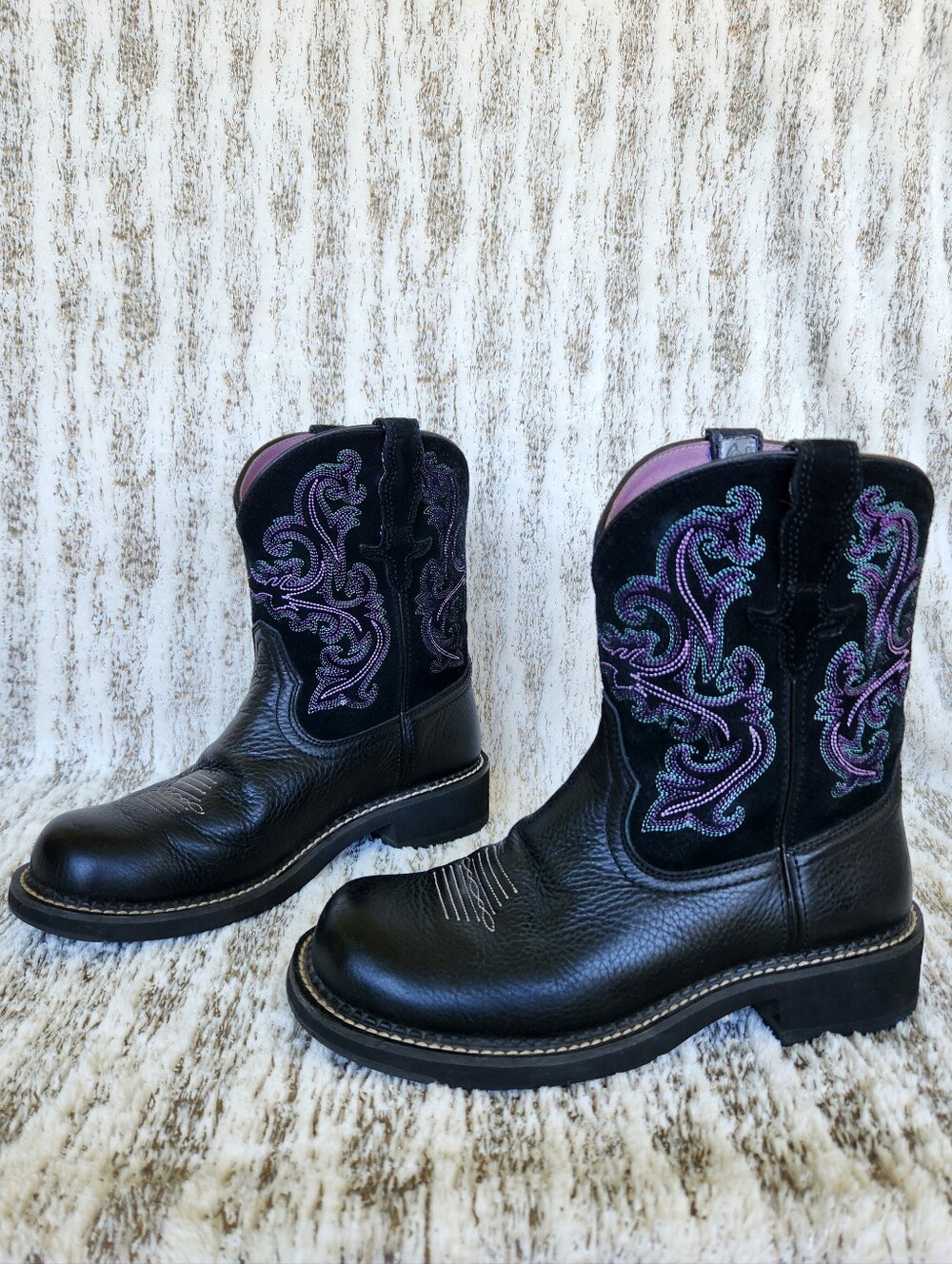 Ariat "Fatbaby II" Cowgirl Western Boot Black Leather, Women's Size 9B - Picture 2 of 12